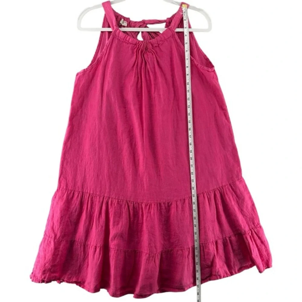 Bellambia Linen Trapeze Dress Pink Back Tie Womens Size Large Swim Cover Beach‎